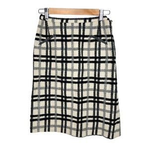 Bobbie Brooks | Black Gray Striped Plaid Lined Skirt Faux Pockets